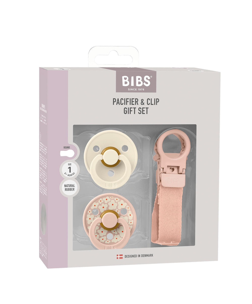 Bibs World Soothers BIBS Pacifier &amp; Loop Clip Gift Set - Blush