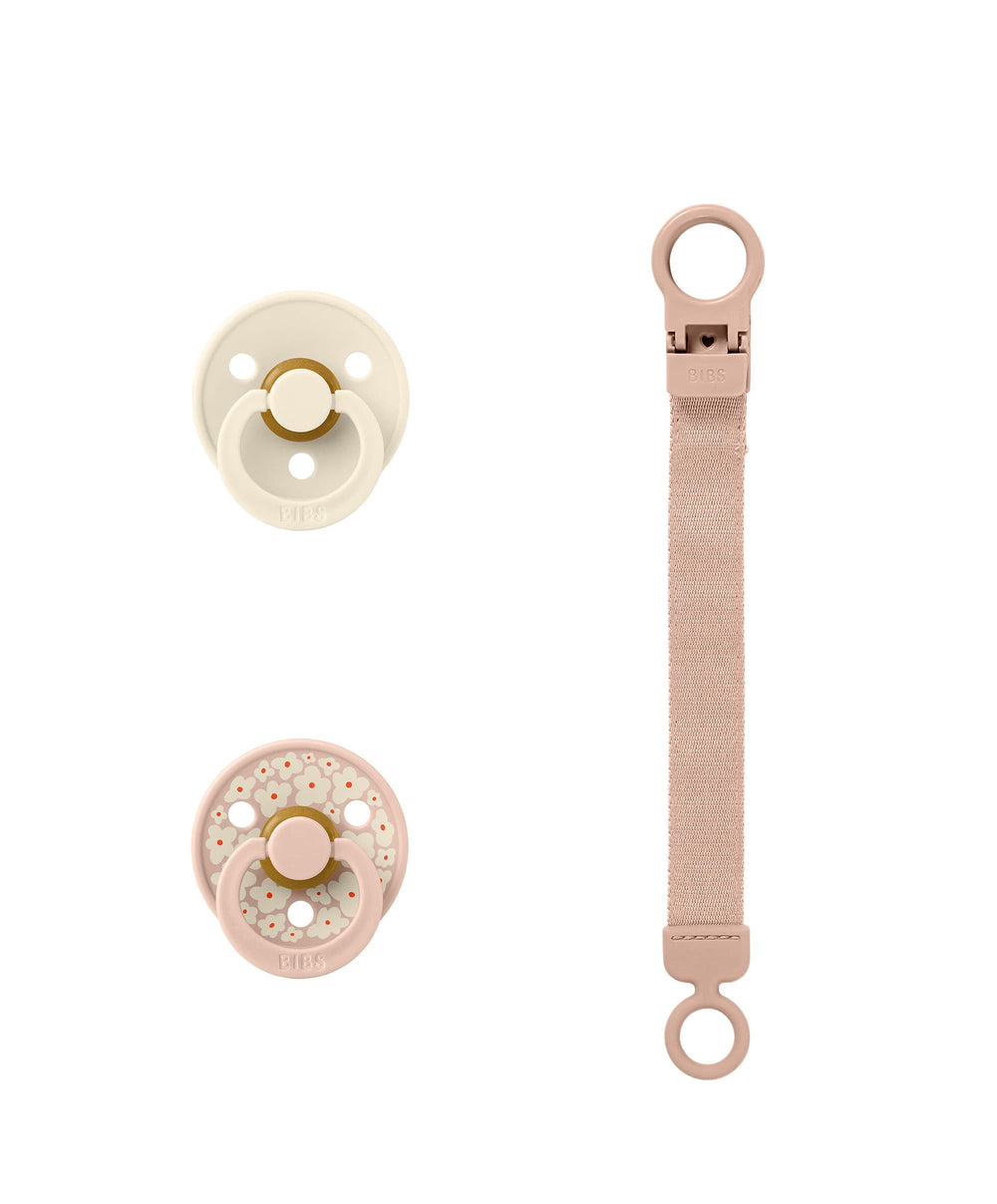 Bibs World Soothers BIBS Pacifier &amp; Loop Clip Gift Set - Blush