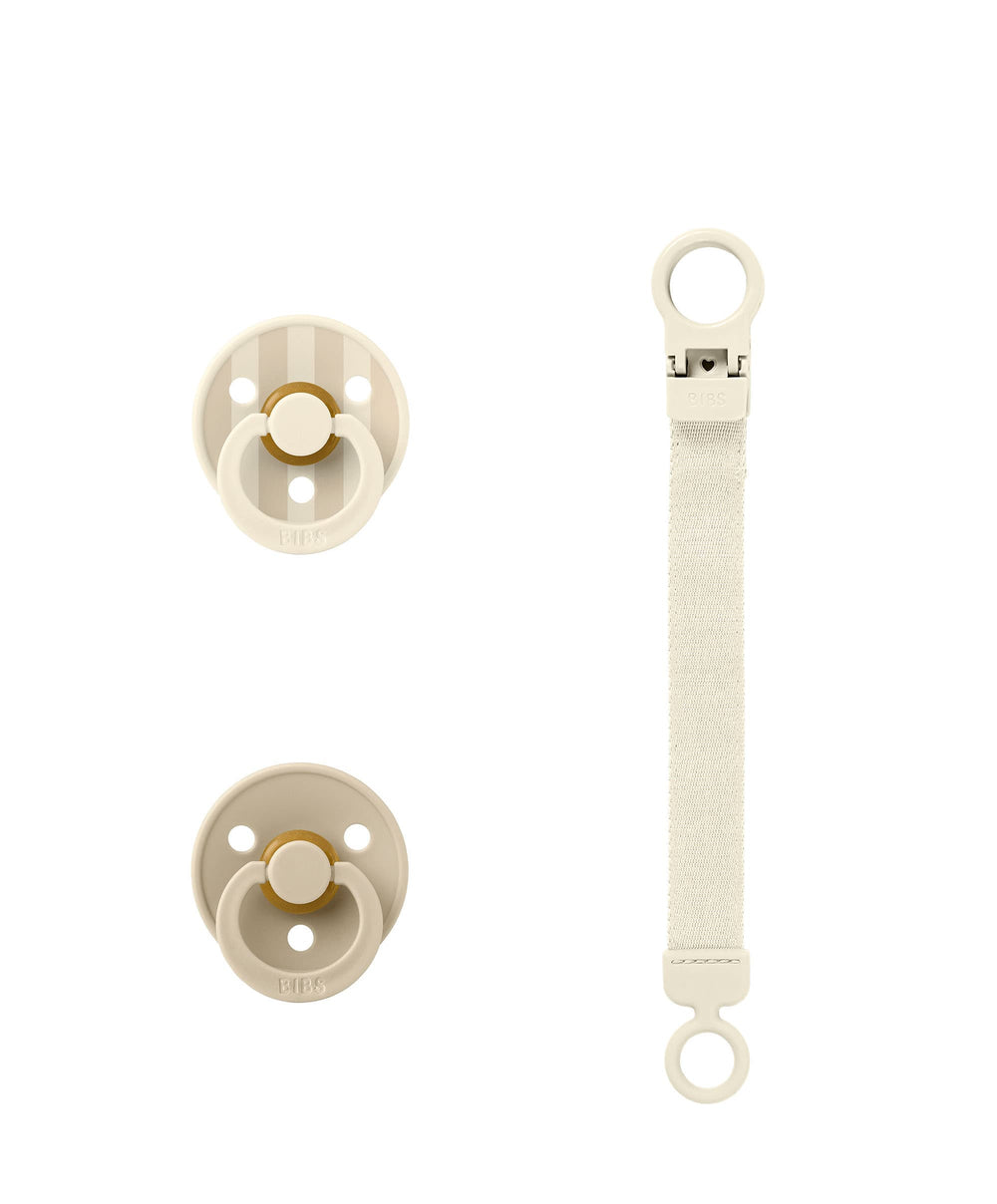 Bibs World Soothers BIBS Pacifier &amp; Loop Clip Gift Set - Vanilla