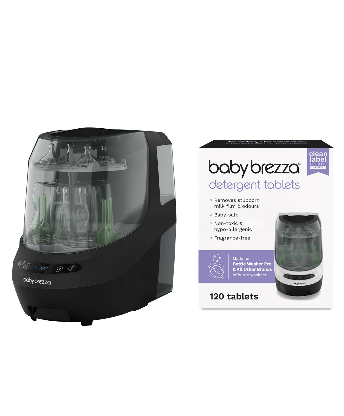 Brezza Bottle Feeding Babybrezza Bottle Washer Pro &  Detergent Tablets - Black