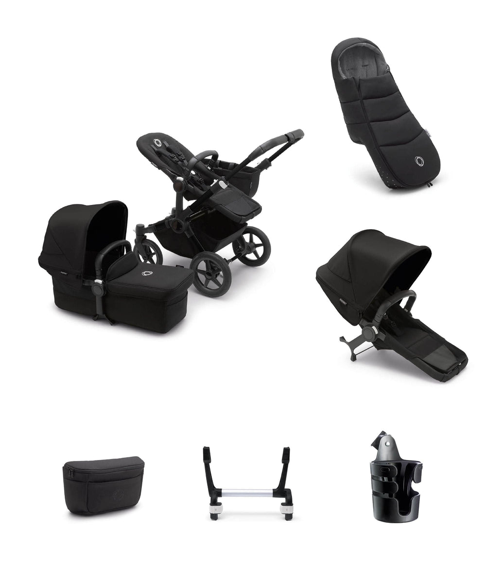 Bugaboo Bugaboo Donkey 5 Duo Essential Newborn Pushchair Bundle (7 Pieces) - Midnight Black
