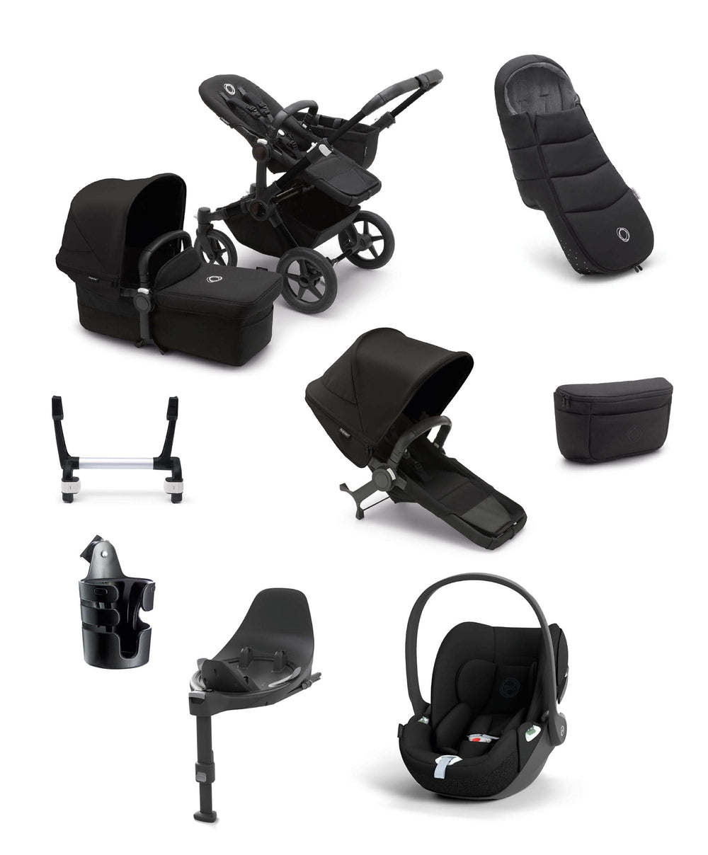 Bugaboo Bugaboo Donkey 5 Mono Complete Pushchair bundle with Cybex Cloud T i-Size Rotating Baby Car Seat &amp; Base - (10 Pieces) - Midnight Black