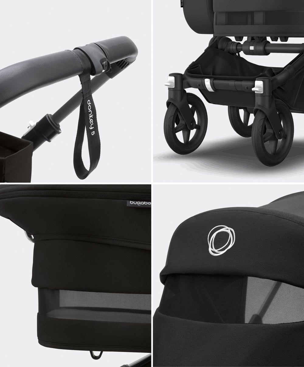 Bugaboo Bugaboo Donkey 5 Mono Complete Pushchair bundle with Cybex Cloud T i-Size Rotating Baby Car Seat &amp; Base - (10 Pieces) - Midnight Black