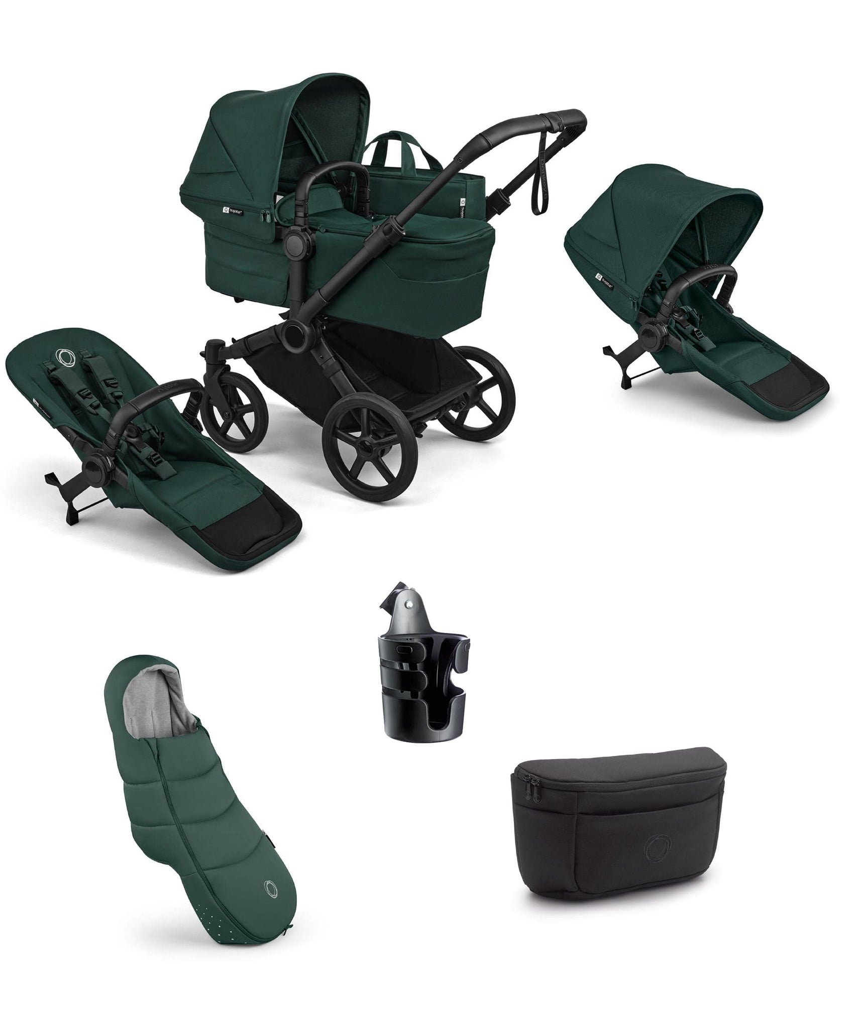 bugaboo donkey version 1 Bugaboo Donkey 6 Double Essential Pushchair Bundle (5 Pieces)