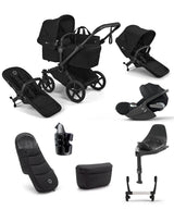 Bugaboo Bugaboo Donkey 6 Double Ultimate Pushchair Bundle With Cybex Cloud T+ i-Size Rotating Baby Car Seat & Base (8 Pieces) - Heritage Black