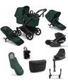 Bugaboo Bugaboo Donkey 6 Duo Ultimate Pushchair Bundle With Cybex Cloud T+ i-Size Rotating Baby Car Seat & Base (8 Pieces) - Fern Green