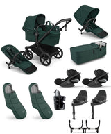 Bugaboo Donkey 6 Twin Essential Bundle With Cybex Cloud T i-Size Rotating Baby Car Seat (10 Pieces) - Fern Green