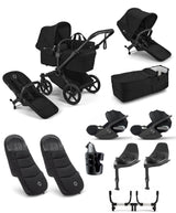 Bugaboo Donkey 6 Twin Essential Bundle With Cybex Cloud T+ i-Size Rotating Baby Car Seat (11 Pieces) - Heritage Black