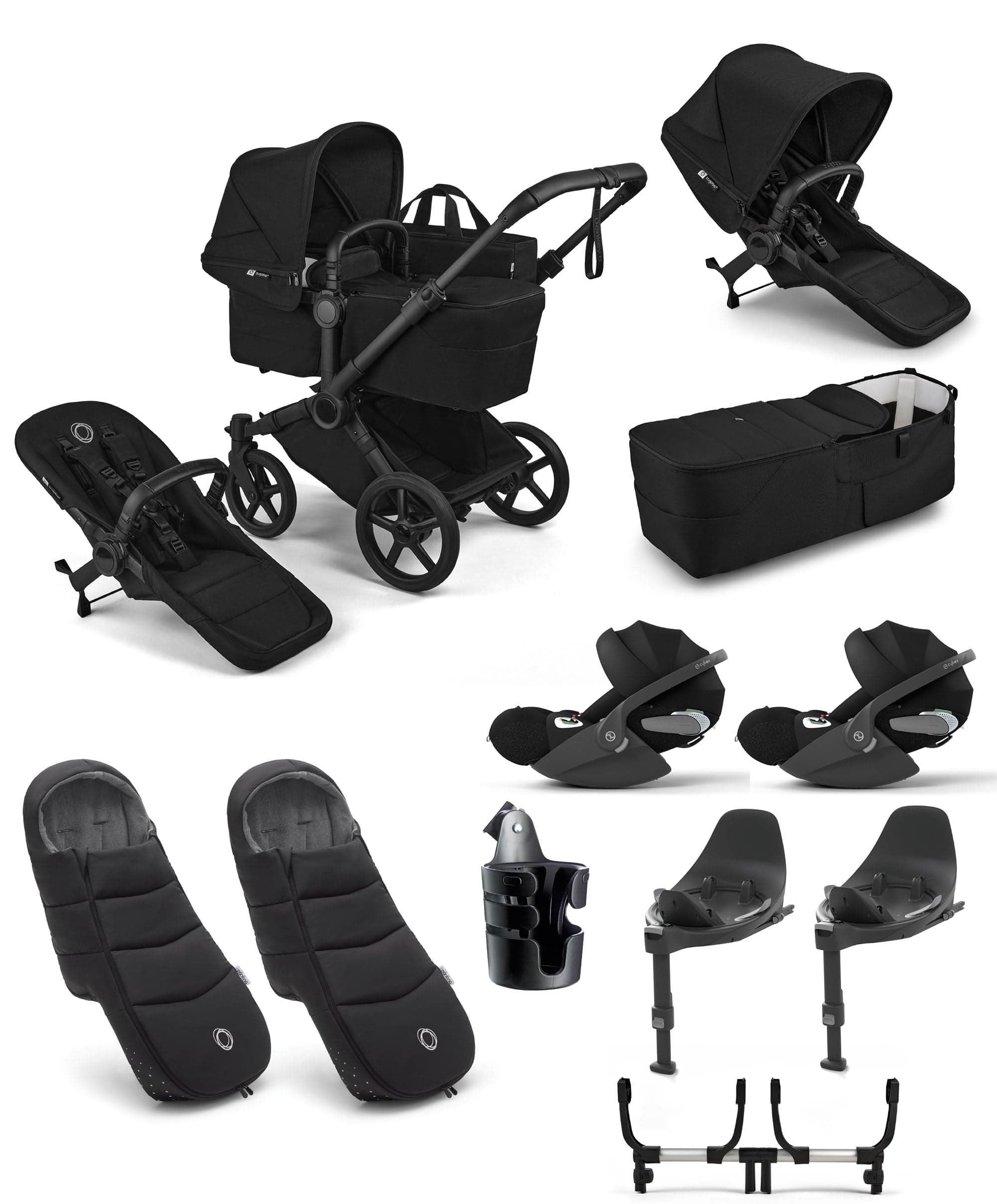bugaboo donkey twin accessories Donkey 6 Twin Essential Bundle With Cybex Cloud T i-Size Rotating Baby –  Mamas & Papas UK