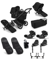 Bugaboo Donkey 6 Twin Essential Bundle With Cybex Cloud T i-Size Rotating Baby Car Seat (11 Pieces) - Heritage Black