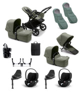 Bugaboo Pushchairs Bugaboo Donkey 5 Twin Pushchair Bundle with Cloud T Car Seat & Base - Forest Green