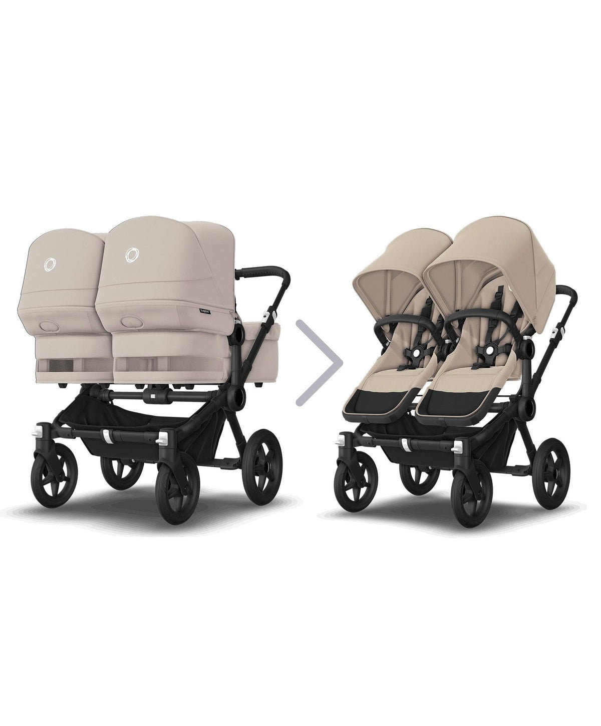 Bugaboo Donkey 5 Twin Pushchair Carrycot with Extension Set Desert Mamas Papas UK