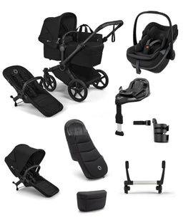 Bugaboo Pushchairs Bugaboo Donkey 6 Ultimate Double Pushchair with Maxi Cosi Pebble Slide Pro Car Seat & Base (8 Pieces) - Heritage Black