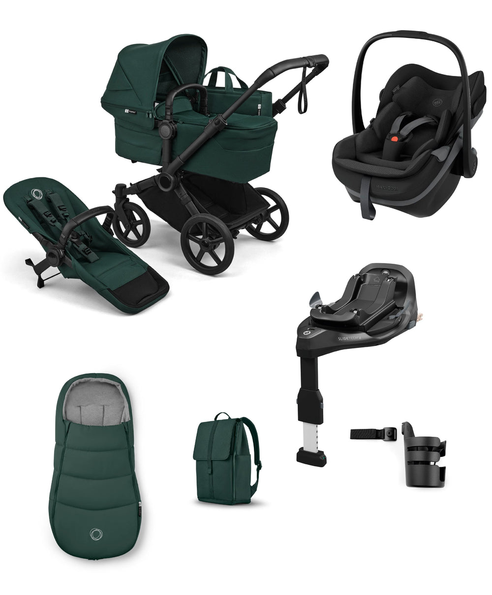 Bugaboo Pushchairs Bugaboo Donkey 6 Ultimate Single Pushchair Bundle with Maxi Cosi Pebble Slide Pro Car Seat &amp; Base (7 Pieces)  - Fern Green