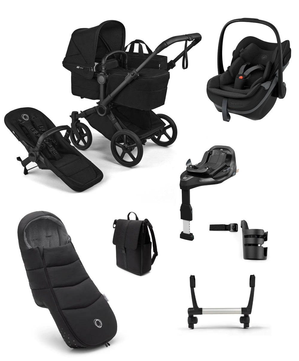 Bugaboo Pushchairs Bugaboo Donkey 6 Ultimate Single Pushchair Bundle with Maxi Cosi Pebble Slide Pro Car Seat &amp; Base (7 Pieces) - Heritage Black