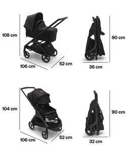 Bugaboo Pushchairs Bugaboo Dragonfly Complete Stroller Bundle With Cybex Cloud T i-Size Rotating Baby Car Seat & Base (8 Pieces)