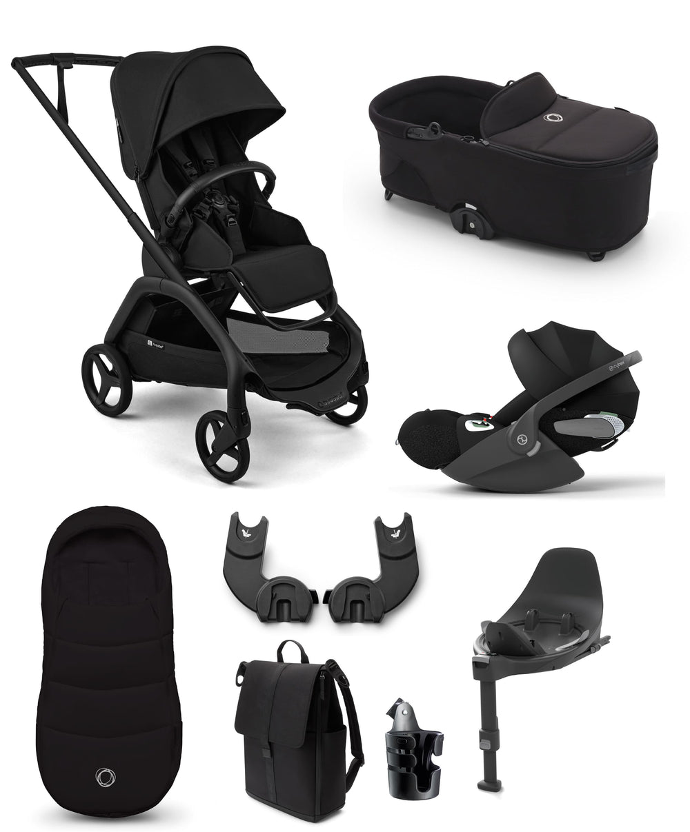 Bugaboo Pushchairs Bugaboo Dragonfly Plus Ultimate Pushchair Bundle with Cybex Cloud T i-Size Plus Rotating Baby Car Seat  &amp; Base (8 Pieces) - Black