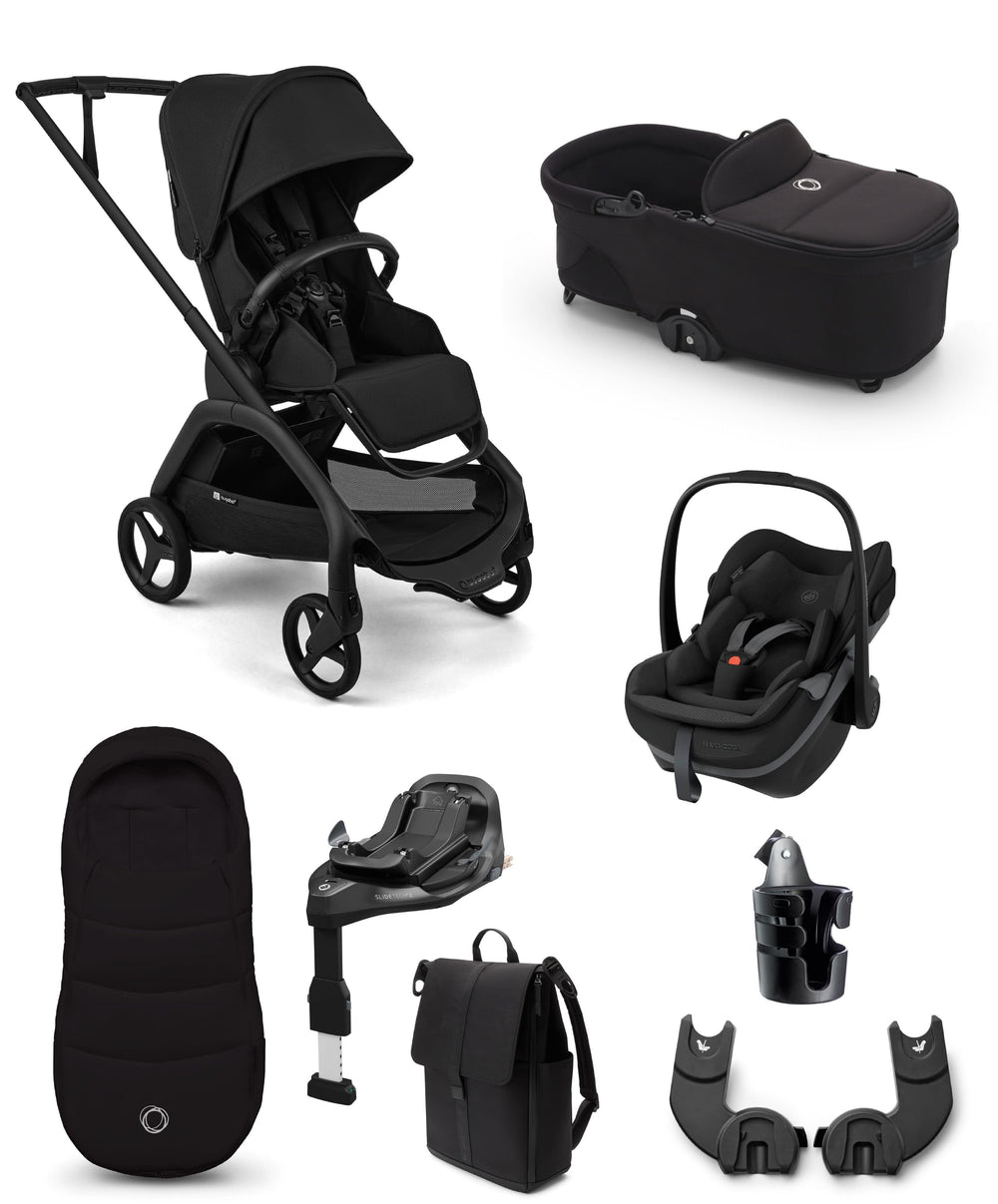 Bugaboo Pushchairs Bugaboo Dragonfly Plus Ultimate Pushchair Bundle with Maxi-Cosi Pebble Slide Pro Car Seat (8 Pieces) - Black