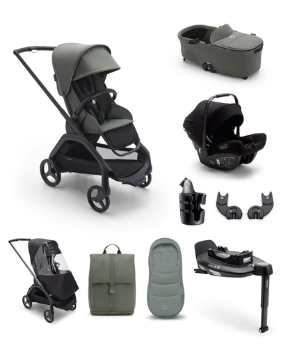 Bugaboo Pushchairs Bugaboo Dragonfly Ultimate 9 Piece Bundle with Nuna Turtle Air 360 Car Seat and Base in Forest Green / Black