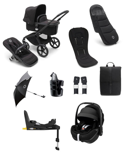 Bugaboo Pushchairs Bugaboo Fox 5 Essential 9 Piece Travel System with Maxi-Cosi Pebble 360 Pro² and Base - Midnight Black