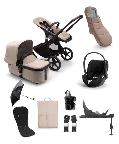 Bugaboo Pushchairs Bugaboo Fox 5 Essential Pushchair Bundle with Cybex Cloud T (9 pieces) - Desert Taupe