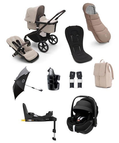 Bugaboo Pushchairs Bugaboo Fox 5 Essential Pushchair Bundle with Maxi-Cosi Pebble 360 Pro² Car Seat - Desert Taupe