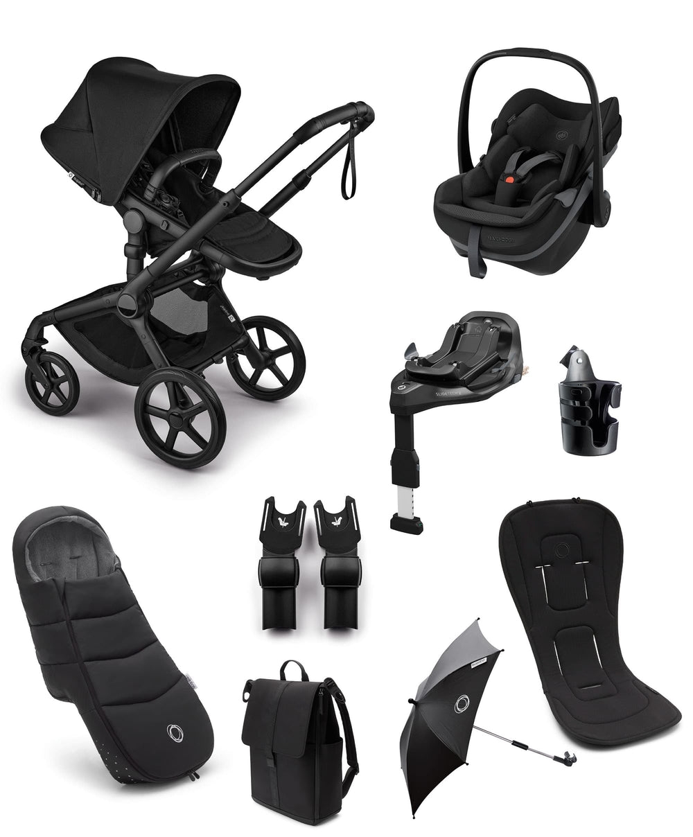 Bugaboo Pushchairs Bugaboo Fox 5 Renew Complete Pushchair Bundle with Maxi-Cosi Pebble Slide Pro Car Seat &amp; Base (8 Pieces) - Heritage Black