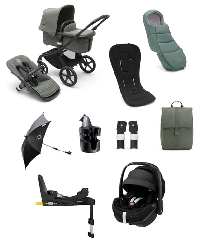Bugaboo Pushchairs Bugaboo Fox5 Essential 9 Piece Travel System with Maxi-Cosi Pebble 360 Pro² Car Seat and Base - Forest Green
