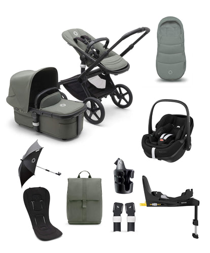 Bugaboo Pushchairs Bugaboo Fox5 Essential 9 Piece Travel System with Pebble Pro 360 Car Seat and Base in Forest Green