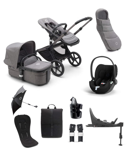 Bugaboo Pushchairs Bugaboo Fox5 Ultimate Bundle with Cybex Cloud T Car Seat and Base in Grey Melange