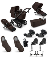 Bugaboo Pushchairs Donkey 6 Twin Essential Bundle With Cybex Cloud T+ i-Size Rotating Baby Car Seat (10 Pieces) - Cocoa Brown