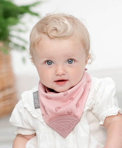 Cheeky Chompers Cheeky Chompers Neckerchew Teething Dribble Bib - Pink Rainbow