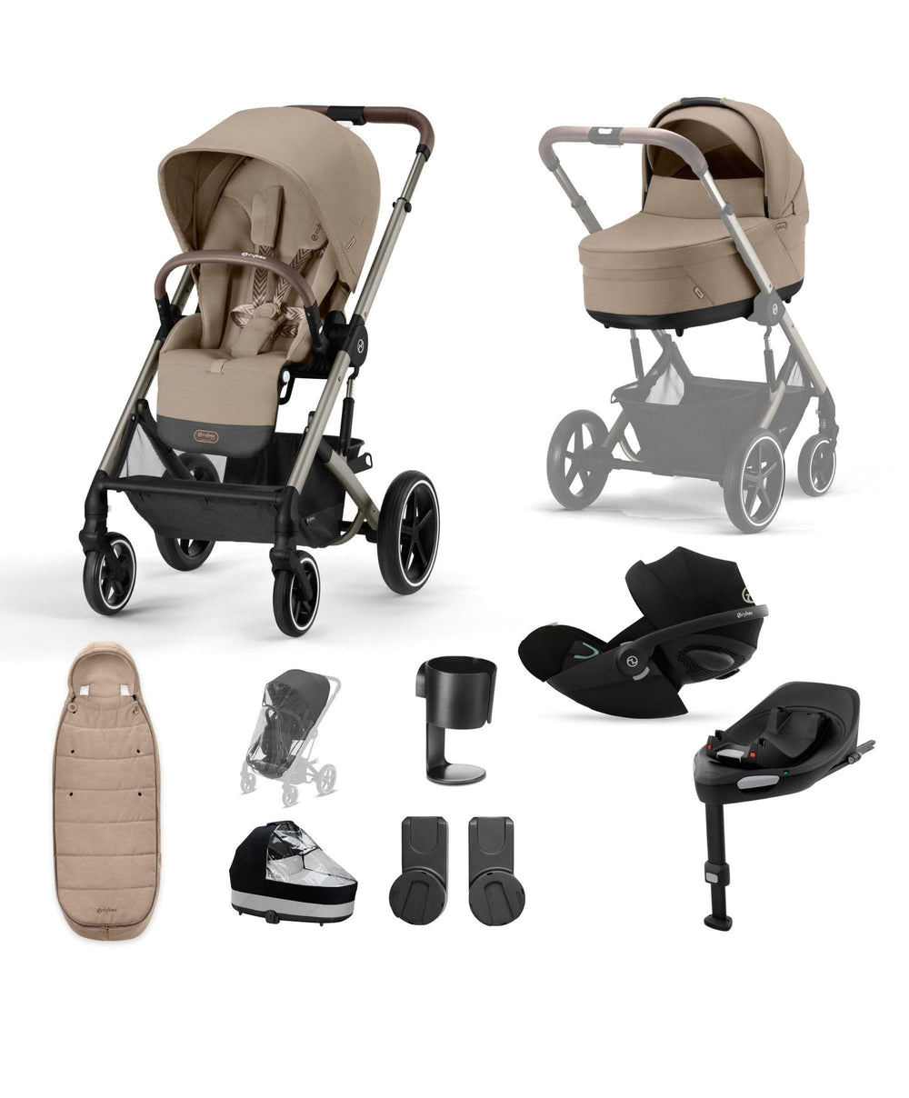 Cybex Cybex Balios Bundle with Cybex Cloud T i-Size Rotating Baby Car Seat &amp; Rotating Base (7 Pieces) -Almond Beige
