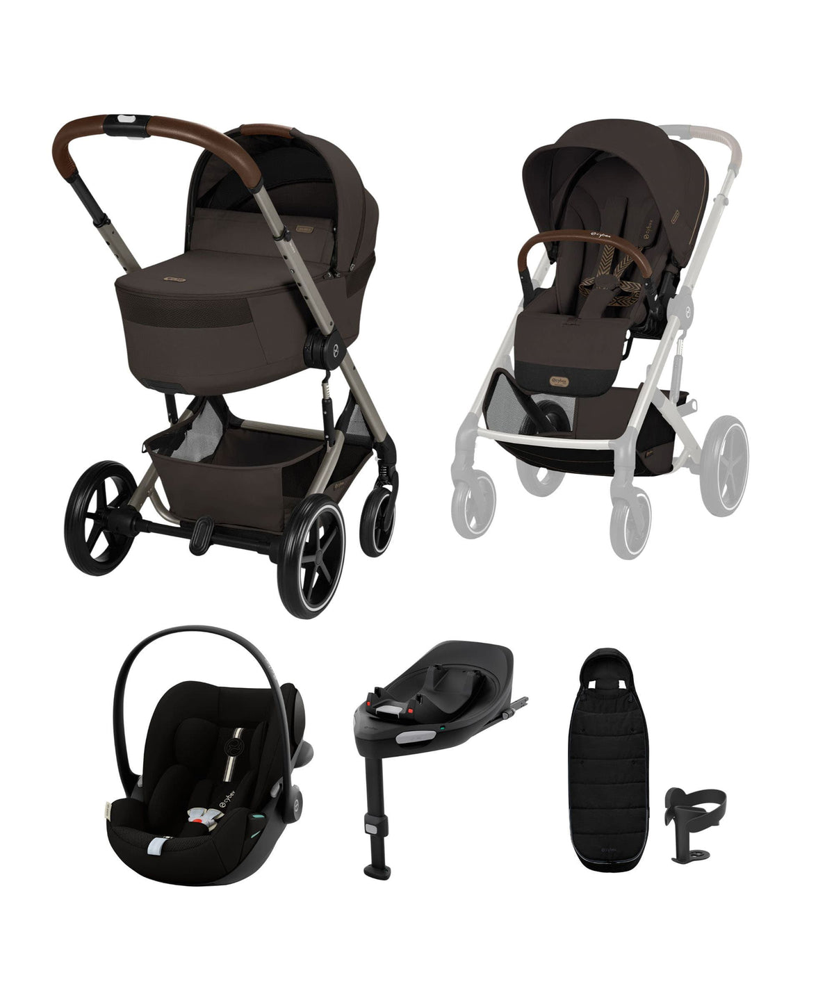 Cybex Cybex Balios Ultimate Pushchair Bundle with Cybex Cloud G3 Car Seat - Chocolate Brown