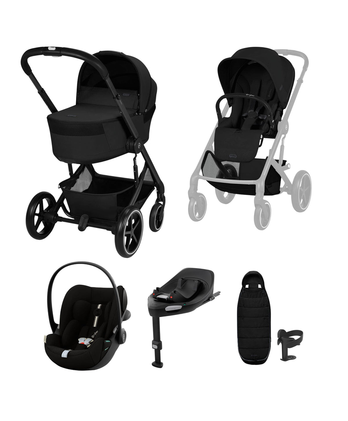 Cybex Cybex Balios Utltimate Pushchair Bundle with Cybex Cloud G3 Car Seat - Moon Black