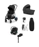 Cybex Cybex e-Gazelle S Electric Single to Double Pushchair Bundle with Cybex Aton B2 i-Size Car Seat and Base (6 Pieces) – Black