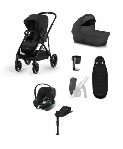 Cybex Cybex Gazelle S Pushchair Bundle with Cybex Aton B2 i-Size Car Seat and Base (7 Pieces) - Moon Black