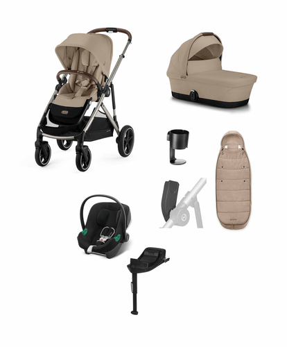 Cybex Cybex Gazelle S Pushchair Bundle with Cybex Aton B2 i-Size Car Seat & Base (7 Pieces) - Almond Beige