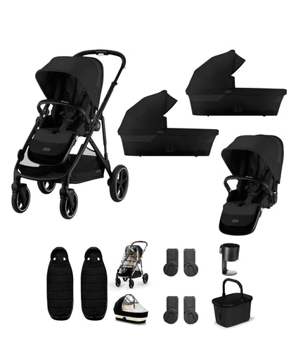 Cybex Cybex Gazelle S Twin Pushchair Bundle (12 Pieces) - Moon Black