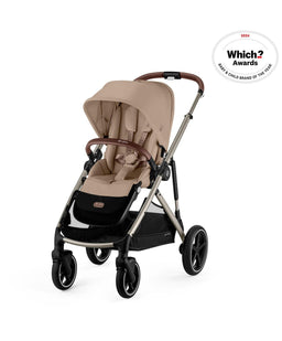 Cybex Cybex Gazelle S Twin Pushchair Bundle with Cybex Cloud T i-Size Rotating Baby Car Seat & Base (16 Pieces)- Almond Beige