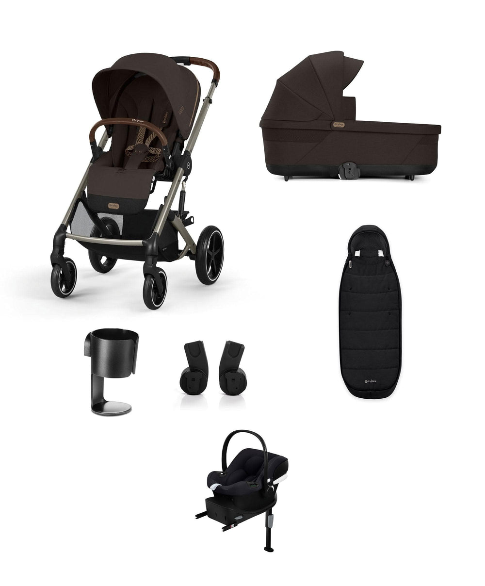 Cybex Pushchairs Cybex Balios S Lux Pushchair Bundle With Cybex Aton B2 i-Size Baby Car Seat &amp; Base (7 Pieces) - Chocolate Brown