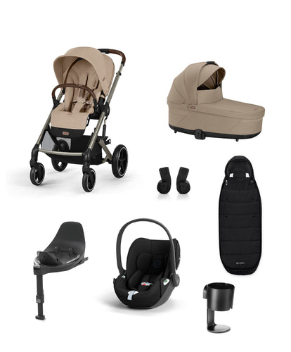 Cybex Pushchairs Cybex Balios S Lux Pushchair Bundle With Cybex Cloud T i-Size + Baby Car Seat & Base (7 Pieces) - Almond Beige