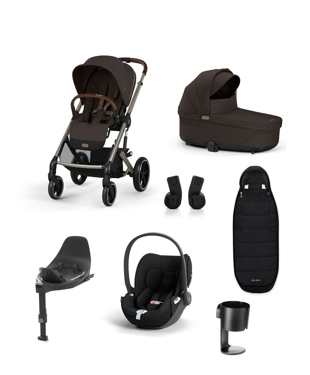 Cybex Pushchairs Cybex Balios S Lux Pushchair Bundle With Cybex Cloud T i-Size + Baby Car Seat &amp; Base (7 Pieces) - Chocolate Brown