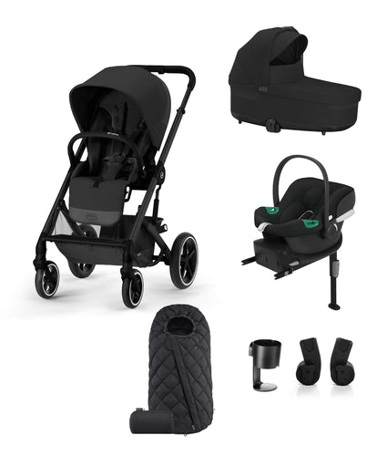 Cybex Pushchairs Cybex Balios S Pushchair Bundle - Moon Black with Cybex Aton B2 i-Size Infant Car Seat (6 Piece)