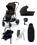 Cybex Pushchairs Cybex e-Gazelle S Electric Pushchair Bundle with Cybex Aton B2 i-Size Car Seat and Base (6 Pieces) – Chocolate Brown
