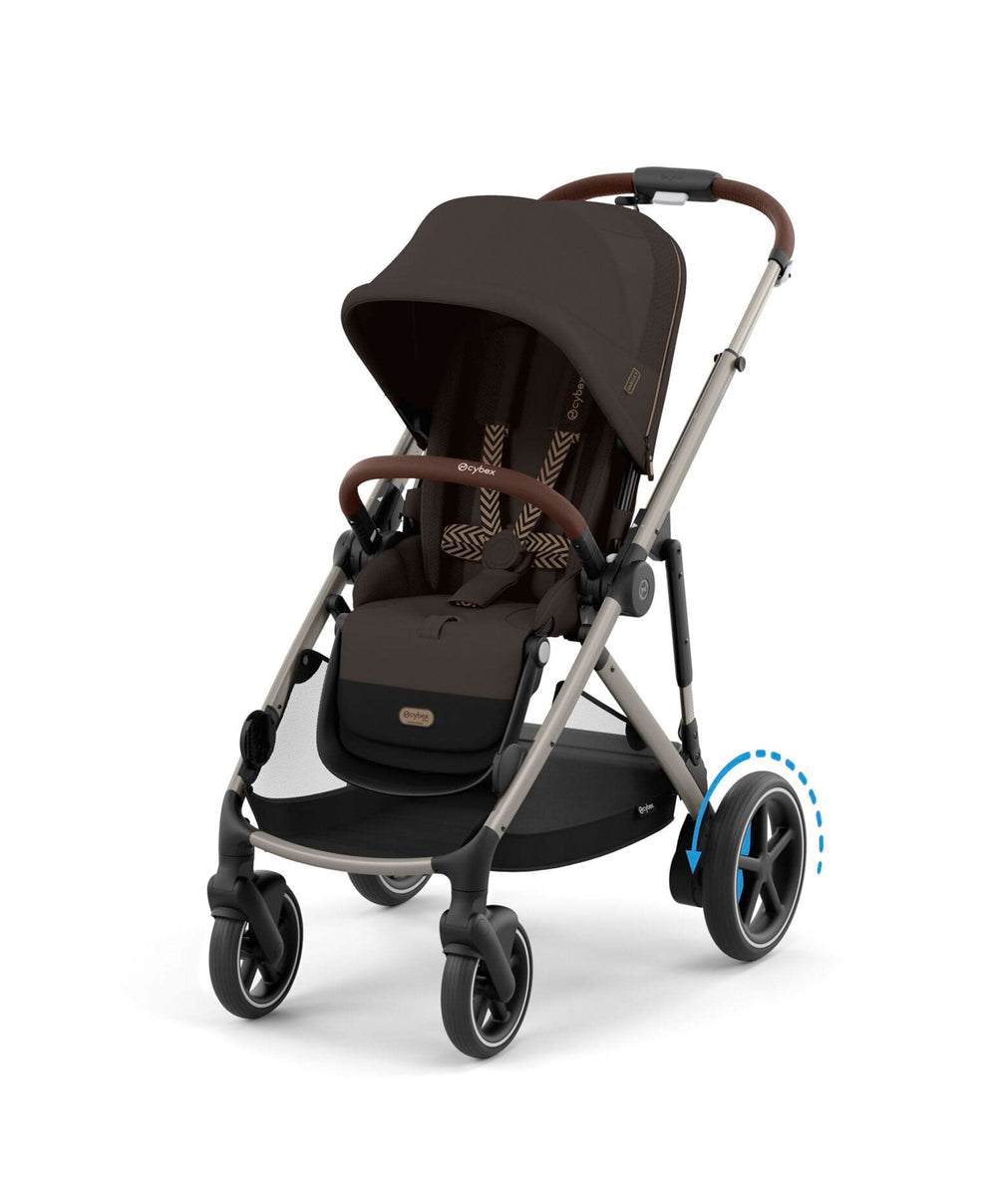 Cybex Pushchairs Cybex e-Gazelle S Electric Single to Double Pushchair Bundle (5 Pieces) - Chocolate Brown