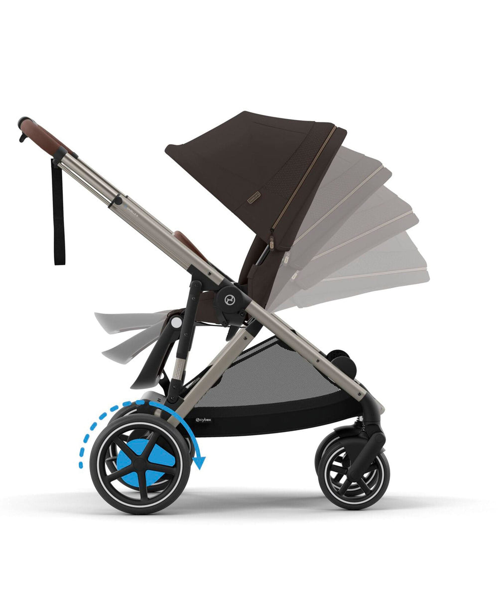 Cybex Pushchairs Cybex e-Gazelle S Electric Single to Double Pushchair Bundle (5 Pieces) - Chocolate Brown