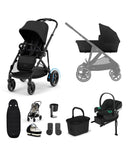 Cybex Pushchairs Cybex e-Gazelle S Electric Single to Double Pushchair Bundle with Cybex Aton B2 i-Size Car Seat and Base (6 Pieces) – Black