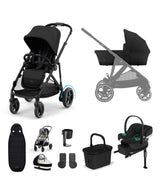 Cybex Pushchairs Cybex e-Gazelle S Electric Single to Double Pushchair Bundle with Cybex Aton B2 i-Size Car Seat and Base (6 Pieces) – Black