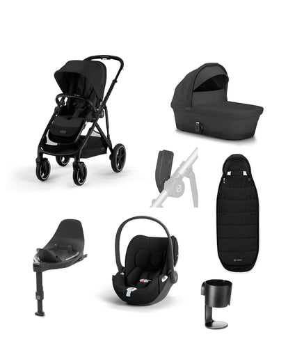 Cybex Pushchairs Cybex Gazelle S Pushchair Bundle With Cybex Cloud T i-Size + Baby Car Seat & Base (7 Piece) - Moon Black